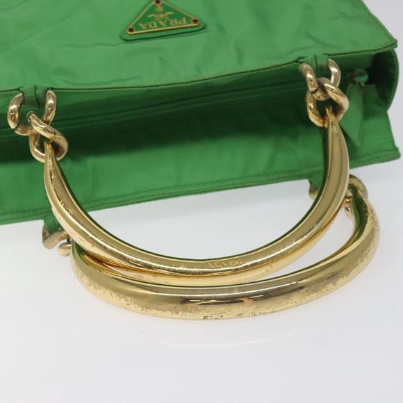 PRADA Hand Bag Nylon Green Gold Auth EC012 - Picture 7 of 16